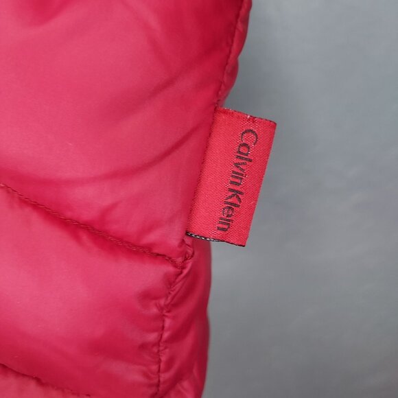 Calvin Klein Puffer Jacket Women's Sm Premium Down Packable Quilted Red Full Zip - Picture 6 of 16